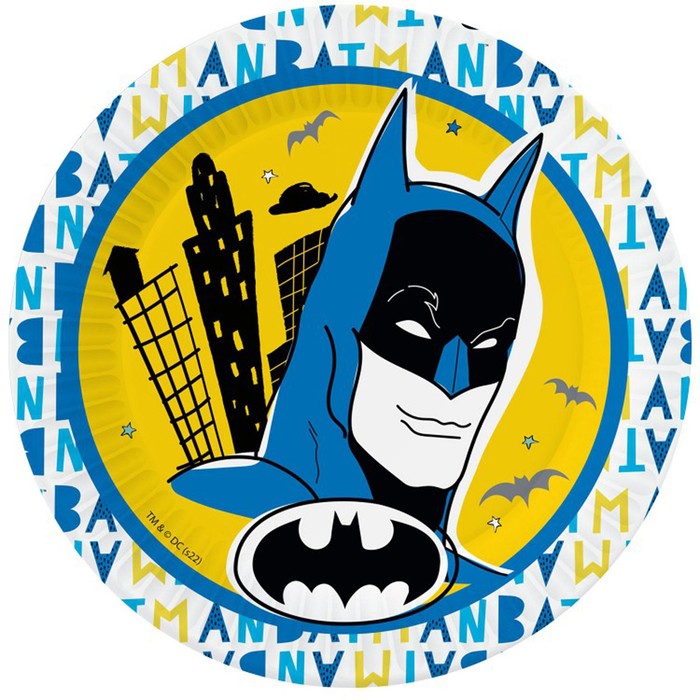 Набор бумажных тарелок Batman, жёлтый, 6 шт., 18 см набор бумажных тарелок batman жёлтый 6 шт d 180 мм