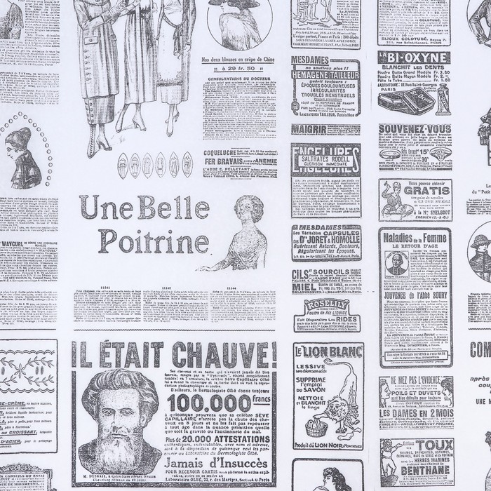Бумага парафинированная "Газета французская", в листах 0,38х10 м