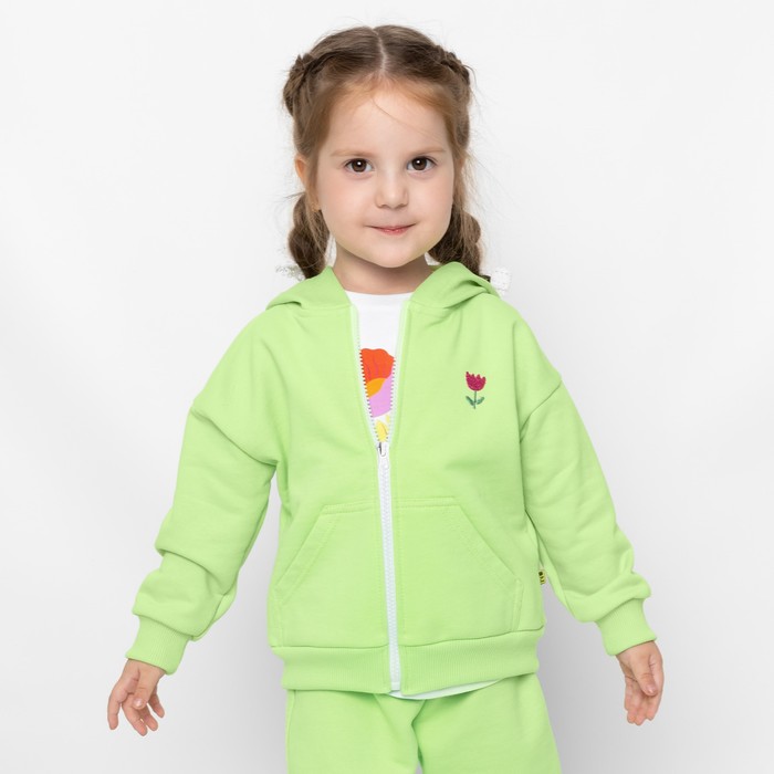 фото Толстовка с капюшоном для девочки, рост 80 см, цвет лайм bossa nova