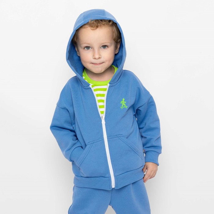 фото Толстовка с капюшоном для мальчика, рост 80 см, цвет голубой bossa nova