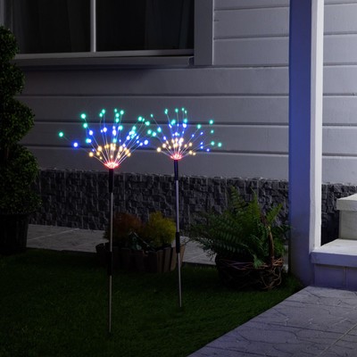 Садовый светильник на солнечной батарее «Одуванчики» 2 шт-, 78 см, 160 LED, свечение мульти