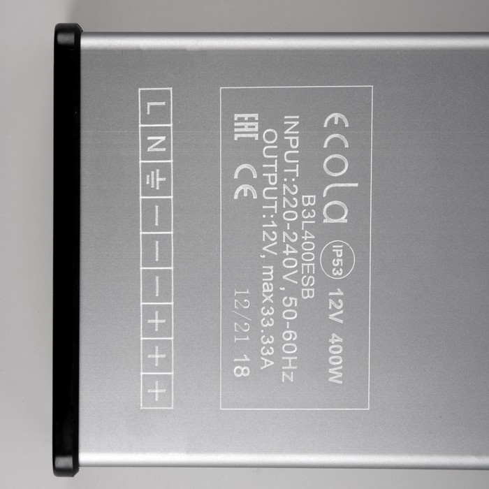 Блок питания для светодиодных лент и модулей Ecola, 400 Вт, 240-12 В, IP53