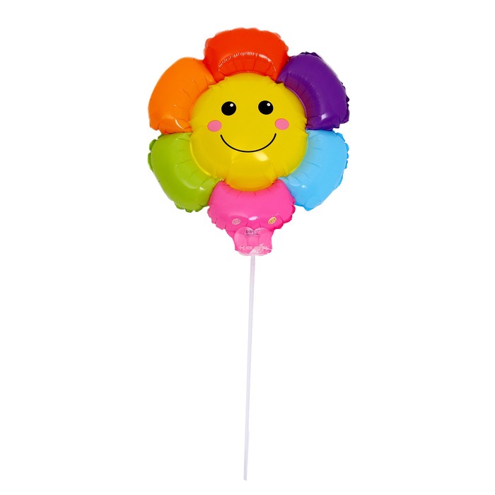 Шар фольгированный 18 «Разноцветная ромашка», с палочкой шар фольгированный 36 ромашка разноцветная
