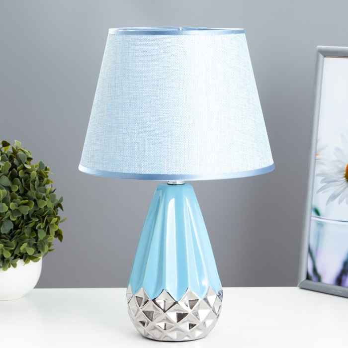 Настольная лампа Флоренция Е14 40Вт голубой-хромовый 22,5х22,5х35 см RISALUX