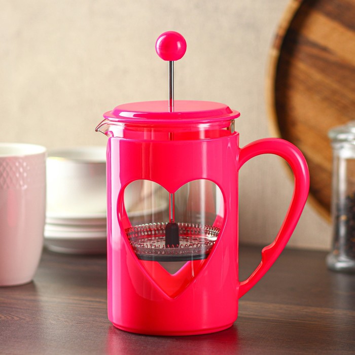 Френч-пресс 800 мл "Комплимент", цвет малиновый