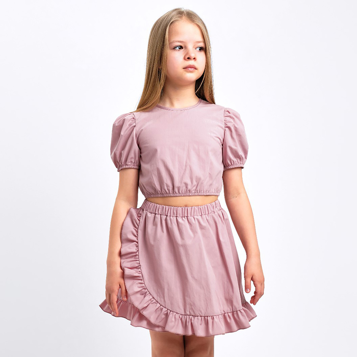 Комплект для девочки (топ, юбка) KAFTAN, размер 36 (134-140 см), цвет пудровый
