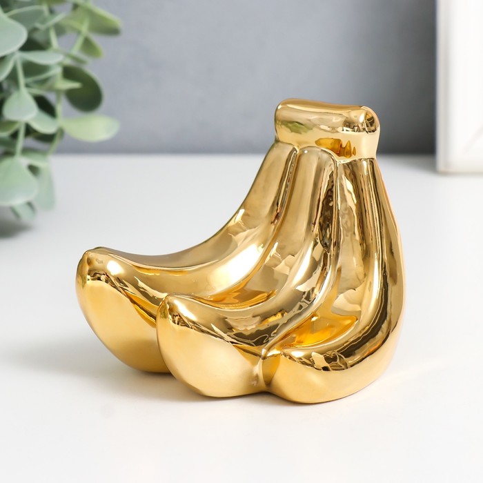 Сувенир керамика Связка бананов золото 8х7,5х7,5 см