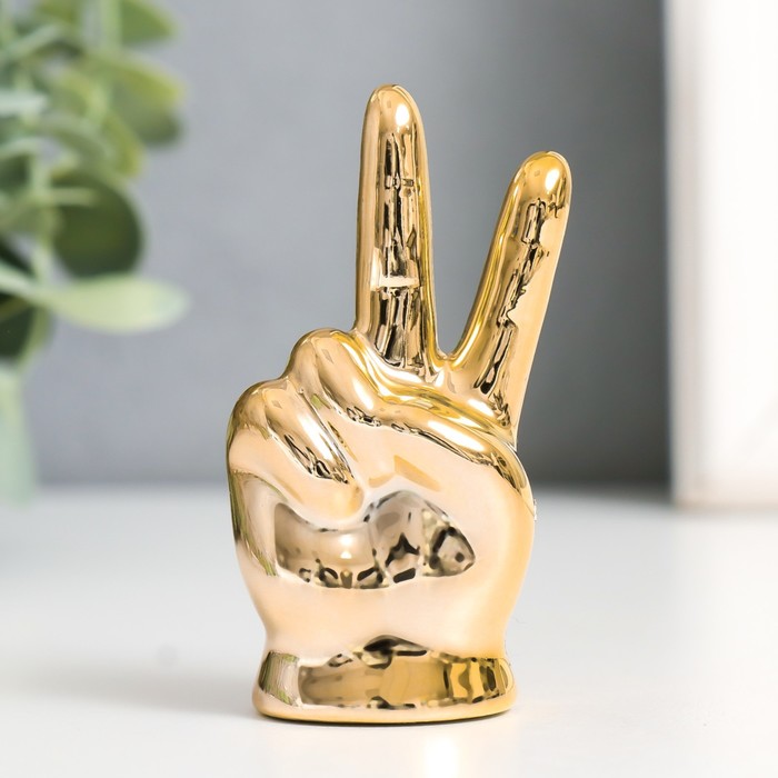 Сувенир керамика Рука - Мир золото 4х2,7х7,5 см