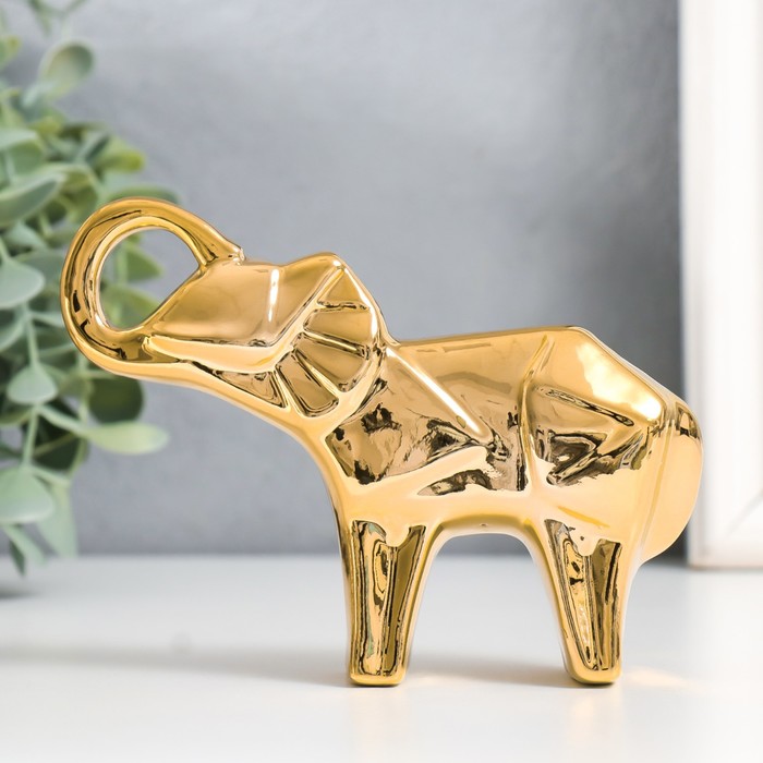 Сувенир керамика Слон оригами золото 14х3,5х10 см сувенир керамика шахматная фигура слон золото 20х8х8 см