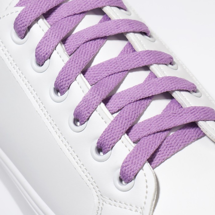фото Шнурки для обуви, пара, плоские, 8 мм, 120 см, цвет лавандовый onlitop