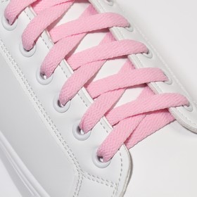 Шнурки для обуви, пара, плоские, 8 мм, 120 см, цвет розовый