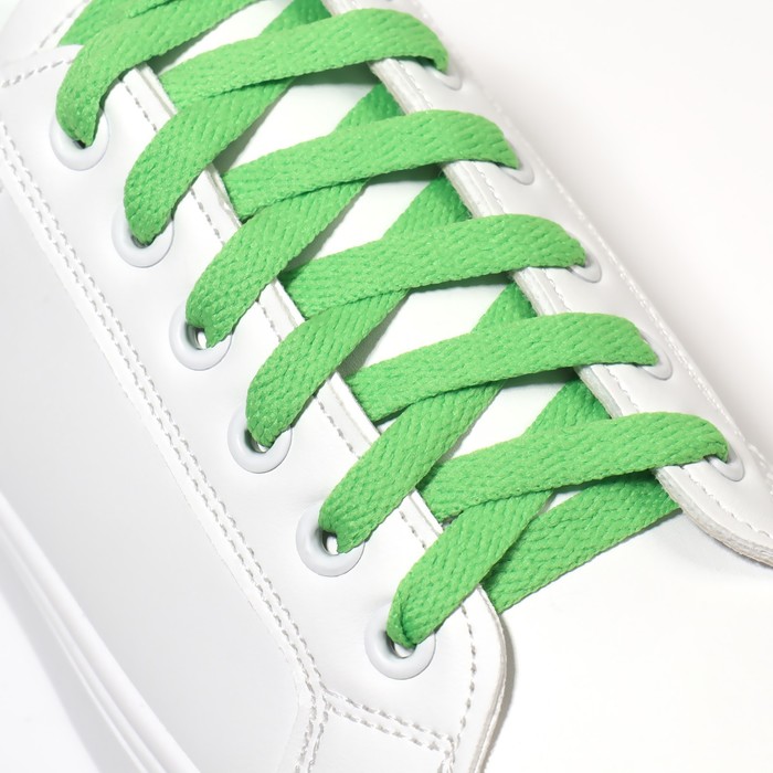 Шнурки для обуви, пара, плоские, 8 мм, 120 см, цвет зелёный