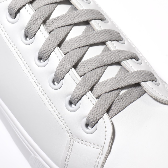 Шнурки для обуви, пара, плоские, 8 мм, 120 см, цвет серый