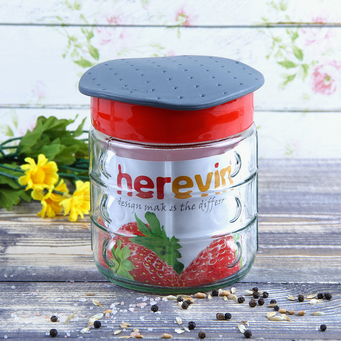 Банка для хранения продуктов 1 л "Сальса", красная