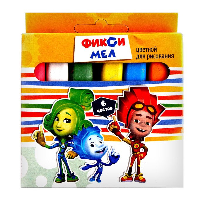 

Мел цветной «Фиксики» 6 шт., в картонной упаковке