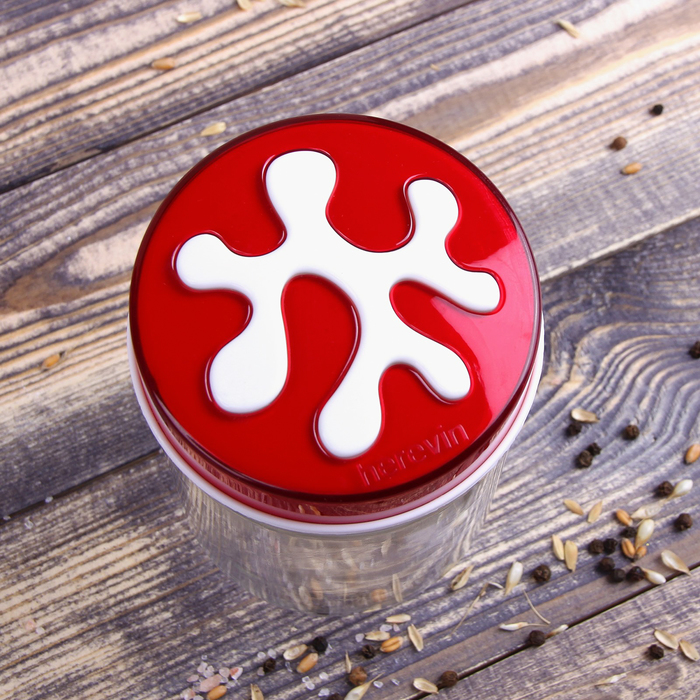 Банка для сыпучих продуктов 720 мл Puzzle, красная