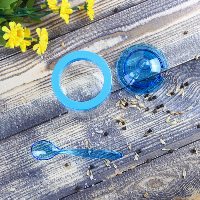 Набор банок для специй с ложками 200 мл "Венеция", цвет голубой