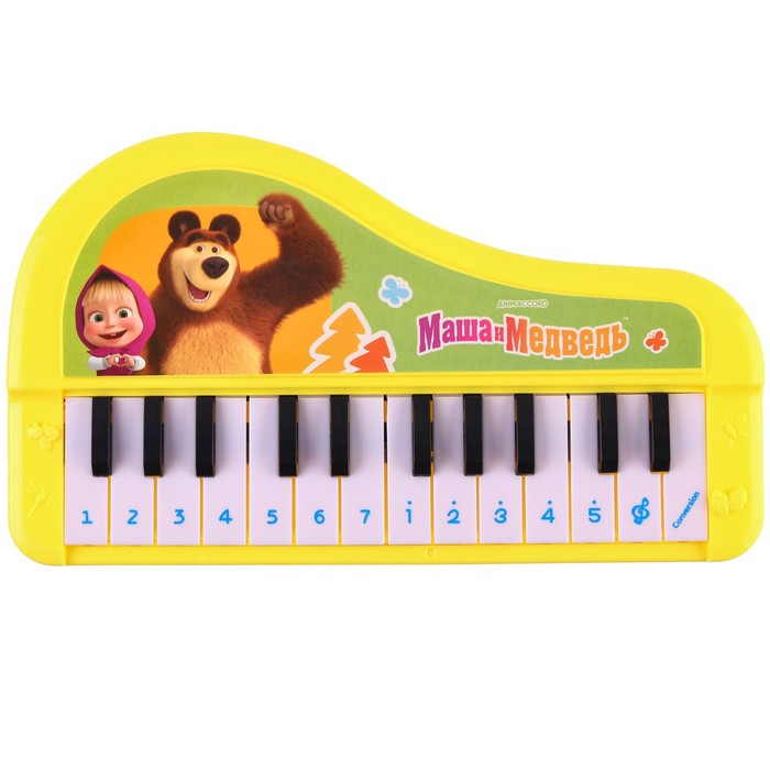 фото Музыкальное пианино «маша и медведь», звук, цвет жёлтый