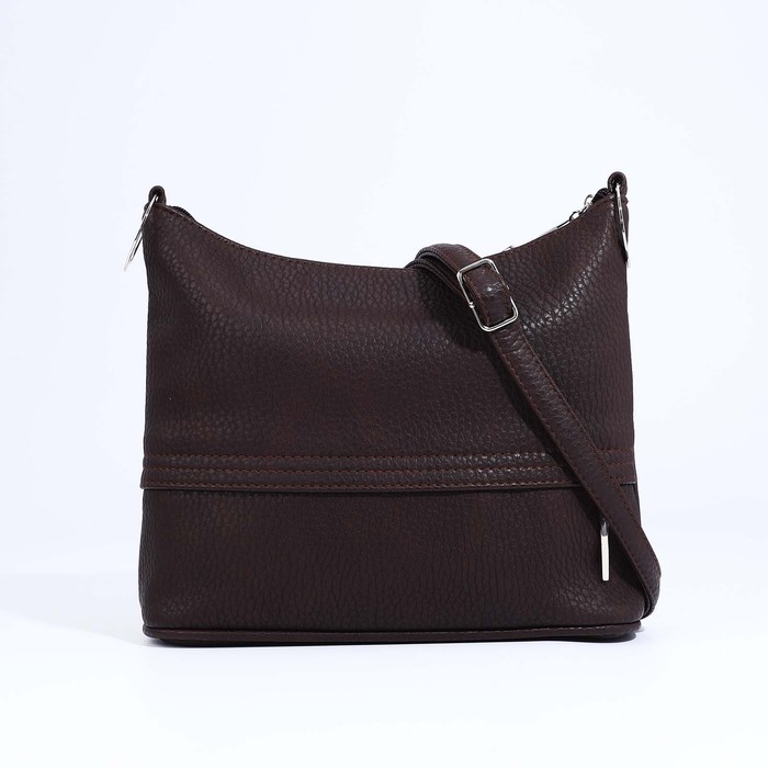 Сумка кросс-боди на молнии, 2 наружных кармана, цвет тёмно-коричневый