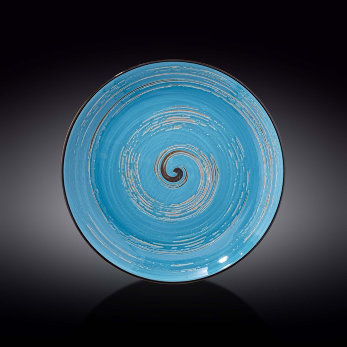 Тарелка круглая Wilmax England Spiral, d=28 см, цвет голубой