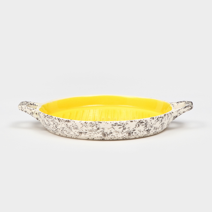 Форма для запекания керамическая Круглая, жёлтая, 1 сорт, Иран форма для запекания желток керамика желтая иран