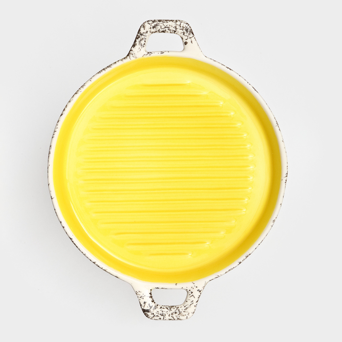 фото Форма для запекания керамическая "круглая", жёлтая, 1 сорт, иран керамика ручной работы