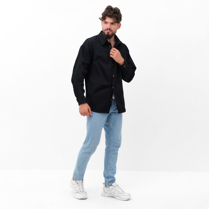 фото Рубашка мужская mist oversize размер 54, черный