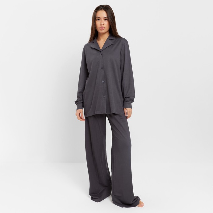 Комплект женский (рубашка, брюки, топ) KAFTAN Base р. 42, графит комплект женский рубашка брюки топ kaftan base размер 42 кофейный