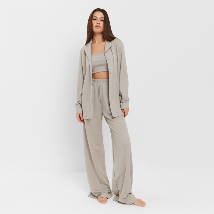 

Комплект женский (рубашка, брюки, топ) KAFTAN "Base" р. 44, серый