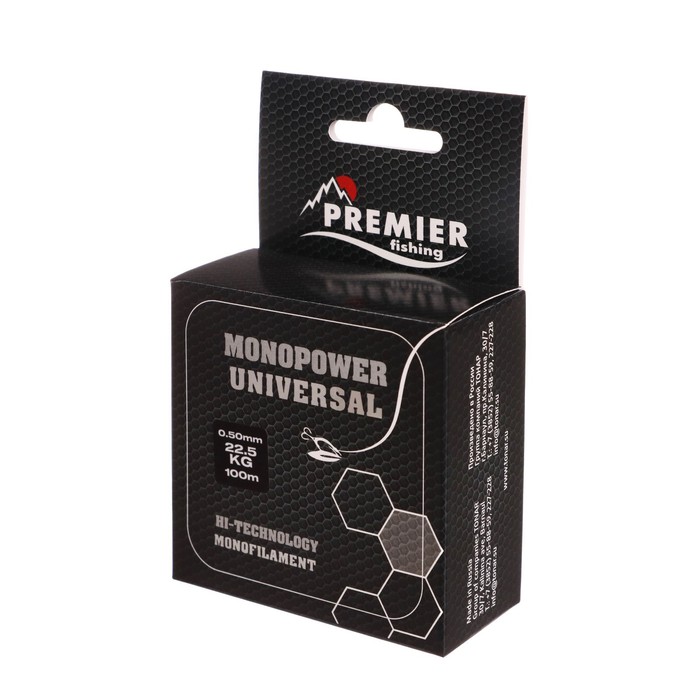 фото Леска preмier fishing monopower universal, диаметр 0.5 мм, тест 22.5 кг, 100 м, прозрачная premier fishing