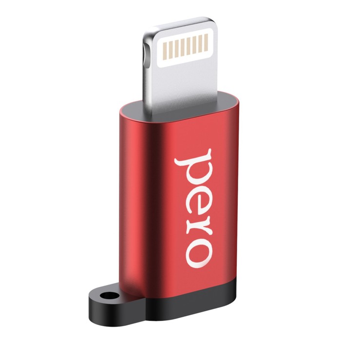 

Адаптер PERO AD01, Lightning - microUSB, металл, красный