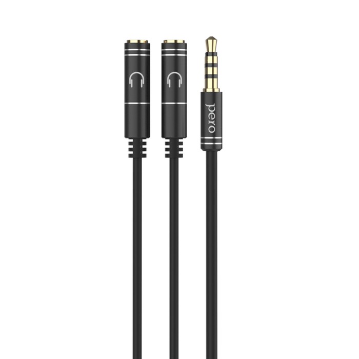 

Аудио разветвитель PERO AD07, Jack 3.5-2xJack 3.5, для и наушников, 34 см, черный