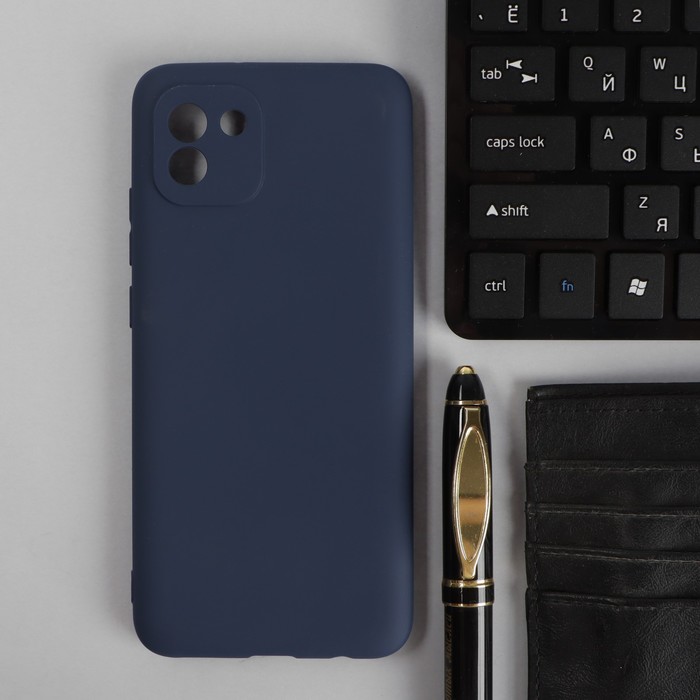 Чехол PERO, для телефона Samsung A03, силиконовый, синий чехол pero для телефона samsung a03 core силиконовый синий