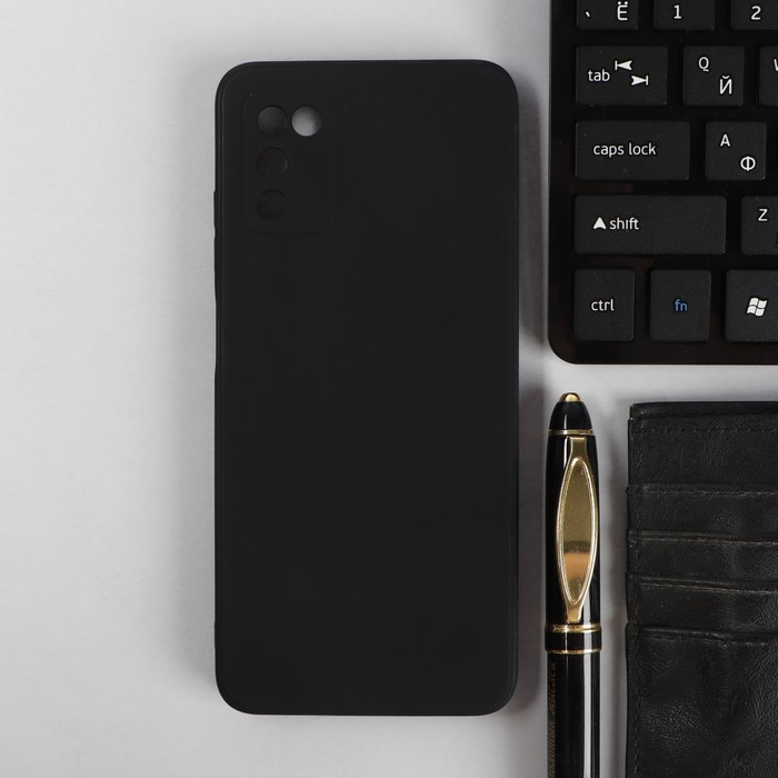 цена Чехол PERO, для телефона Samsung A03S, силиконовый, черный