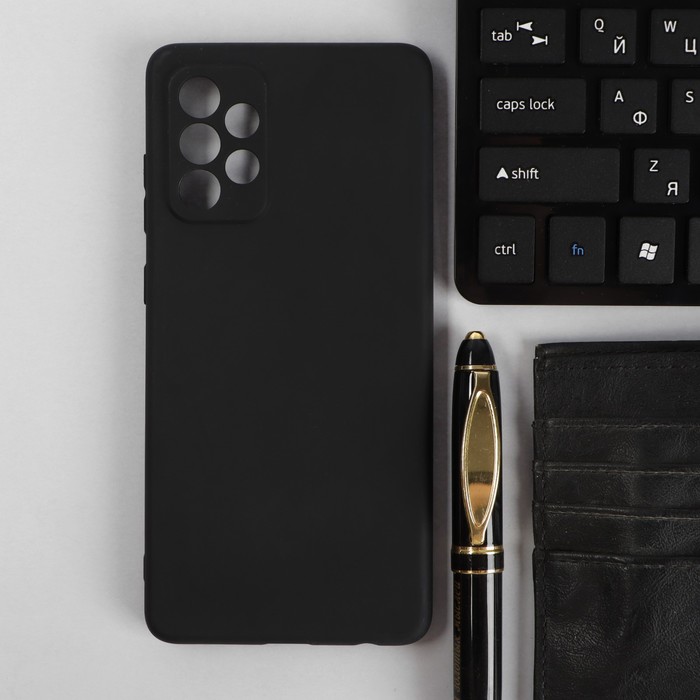 цена Чехол PERO, для телефона Samsung A72, силиконовый, черный