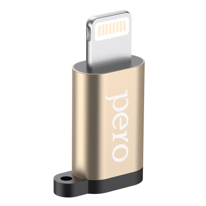 

Адаптер PERO AD01, Lightning - microUSB, металл, золотистый