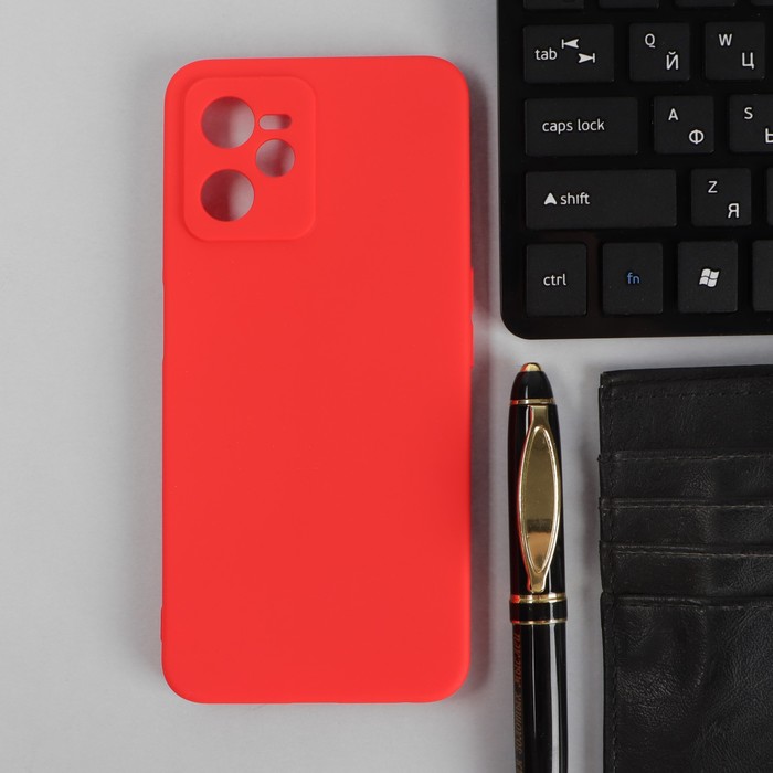 Чехол PERO, для телефона Realme C35, силиконовый, красный силиконовый чехол на realme c35 рилми с35 silky touch premium с принтом swan swim ring голубой
