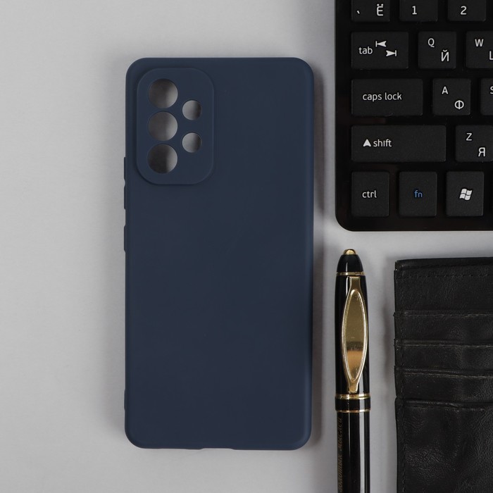 Чехол PERO, для телефона Samsung A53, силиконовый, синий силиконовый чехол на oppo a53 узор 70 для оппо а53
