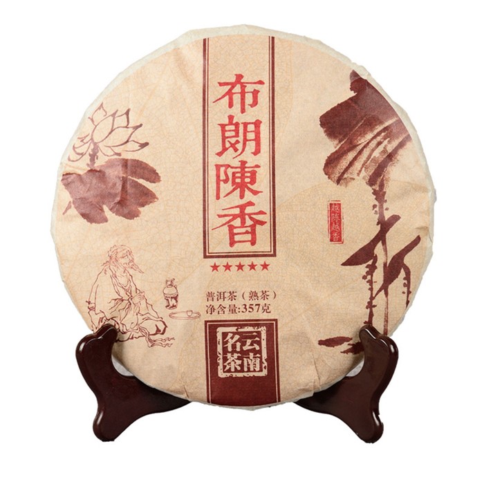 Китайский выдержанный чай Шу Пуэр. Bulang chen xiang  2015 год, блин 357 гр пуэр шу цзинь я гун бин блин 2015 357 г