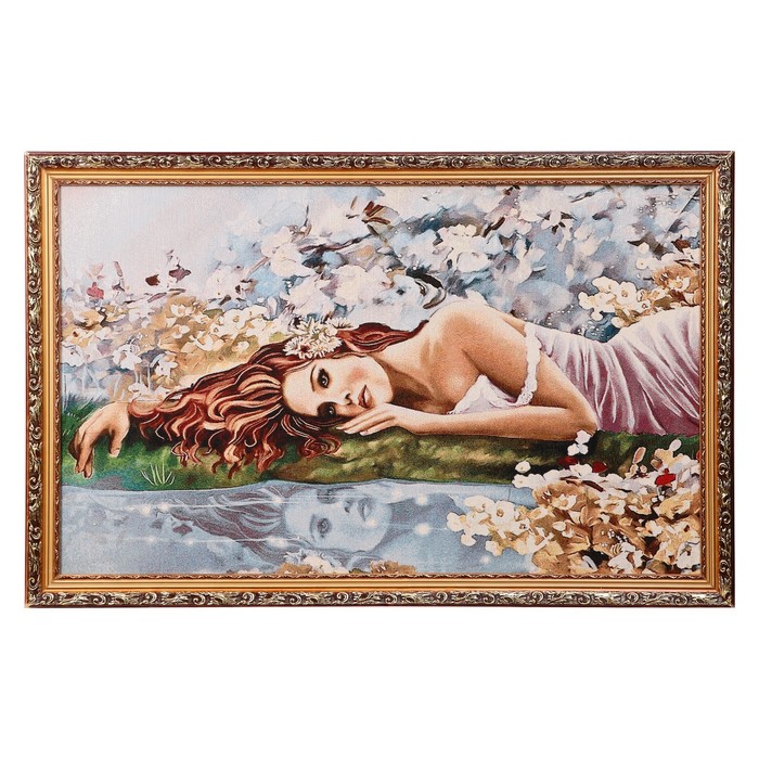 E072-50х80 Картина из гобелена "Девушка у воды" (55х85)