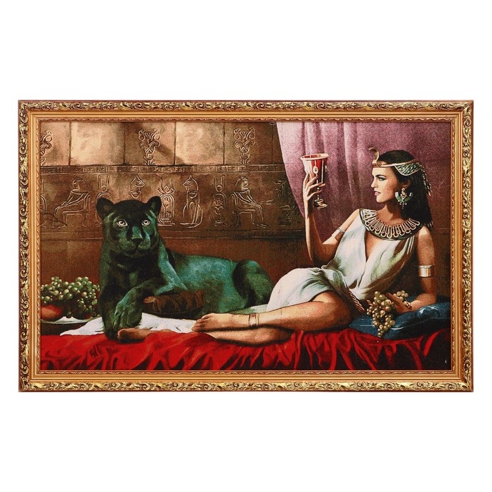 E077-50х80 Картина из гобелена "Египетская девушка с пантерой" (55х85)