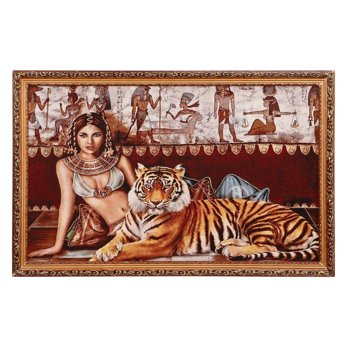 E081-50х80 Картина из гобелена "Девушка и тигр" (55х85)