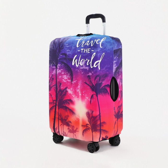 Чехол на чемодан 20, цвет фиолетовый/разноцветный жесткий чемодан спиннер ikon 20 дюймов фиолетовый