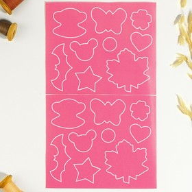 Заплатки клеевые лист с ассорти фигур нейлон 24,5*14,5см розовый