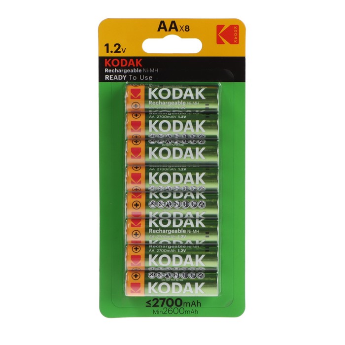 Аккумулятор Kodak, Ni-Mh, AA, HR6-8BL, 2700 мАч, блистер, 8 шт. цена и фото