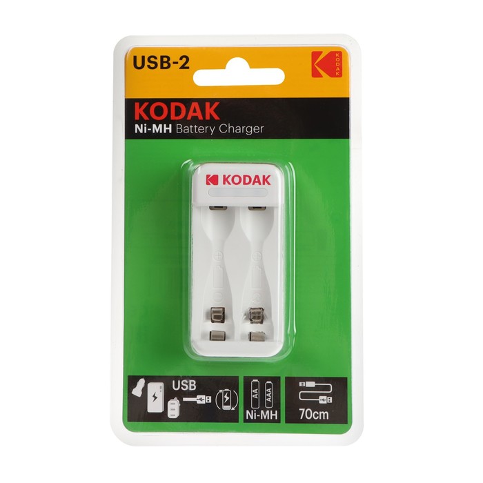 Зарядное устройство Kodak C8001B, для аккумуляторов 2хAA/AAA, USB, белое