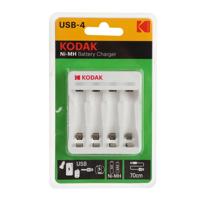 Зарядное устройство Kodak C8002B, для аккумуляторов 4хAA/AAA, USB, белое