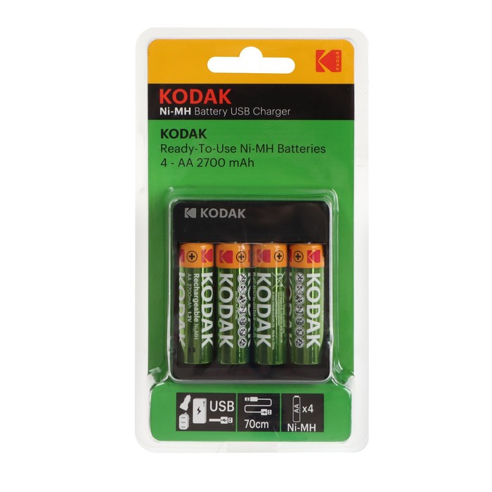 Зарядное устройство Kodak USB Overnight charger для AA + 4 аккумулятора AA 2700 мАч аккумулятор banggood для ноутбука 4400 мач для samsung aa pb9ns6b pb9nc6b r580 r519 r430 r530 rv508 r528 aa pb9ns6b 6 ячеек r730