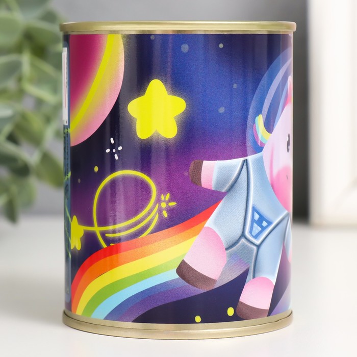 Копилка-банка металл "Космический Единорог" 7937552