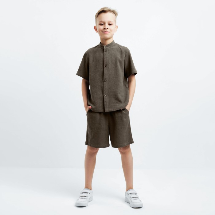 Комплект для мальчика (рубашка, шорты) MINAKU цвет зелёный, рост 116 комплект для мальчика рубашка шорты minaku цвет бежевый рост 116